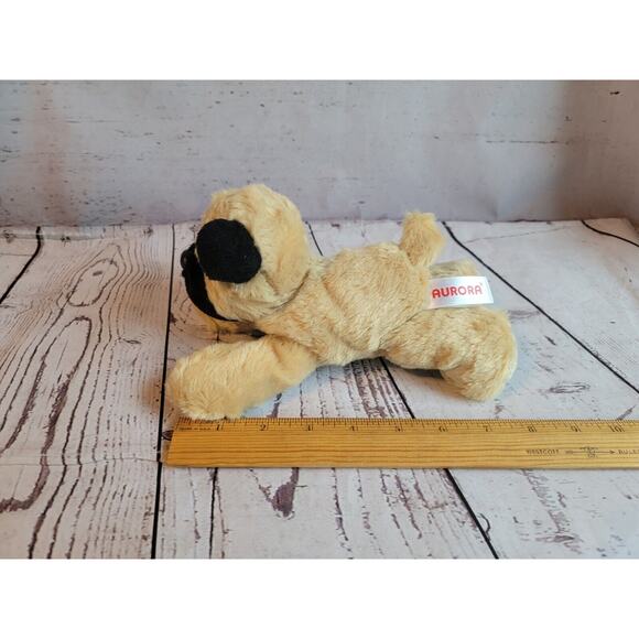 Aurora Tan Pug Plush Stuffed Animal Bean Bag Puppy Dog - Picture 7 of 7
